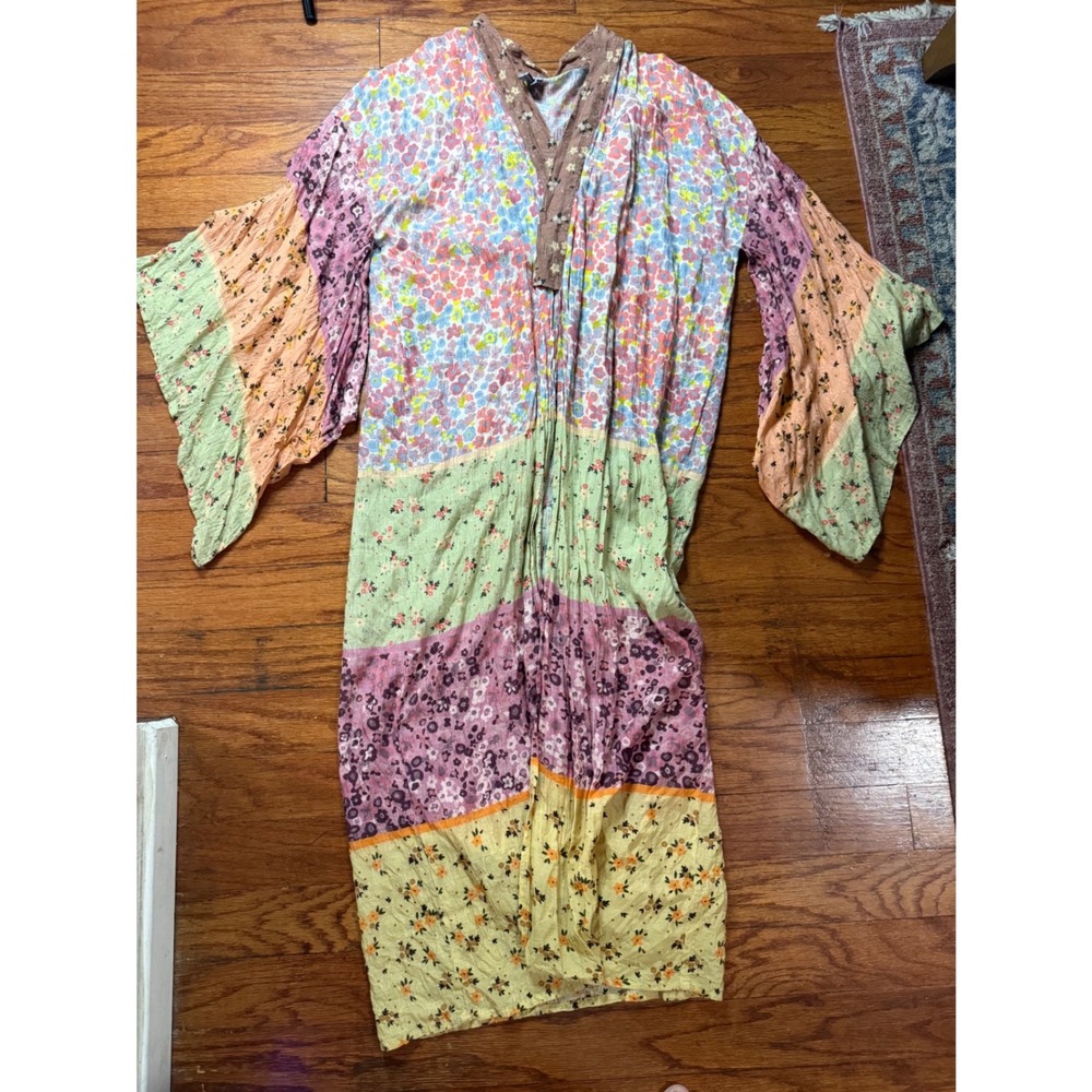 Anthropologie blink london Floral Patchwork Duster Boho Kimono Mixed Print